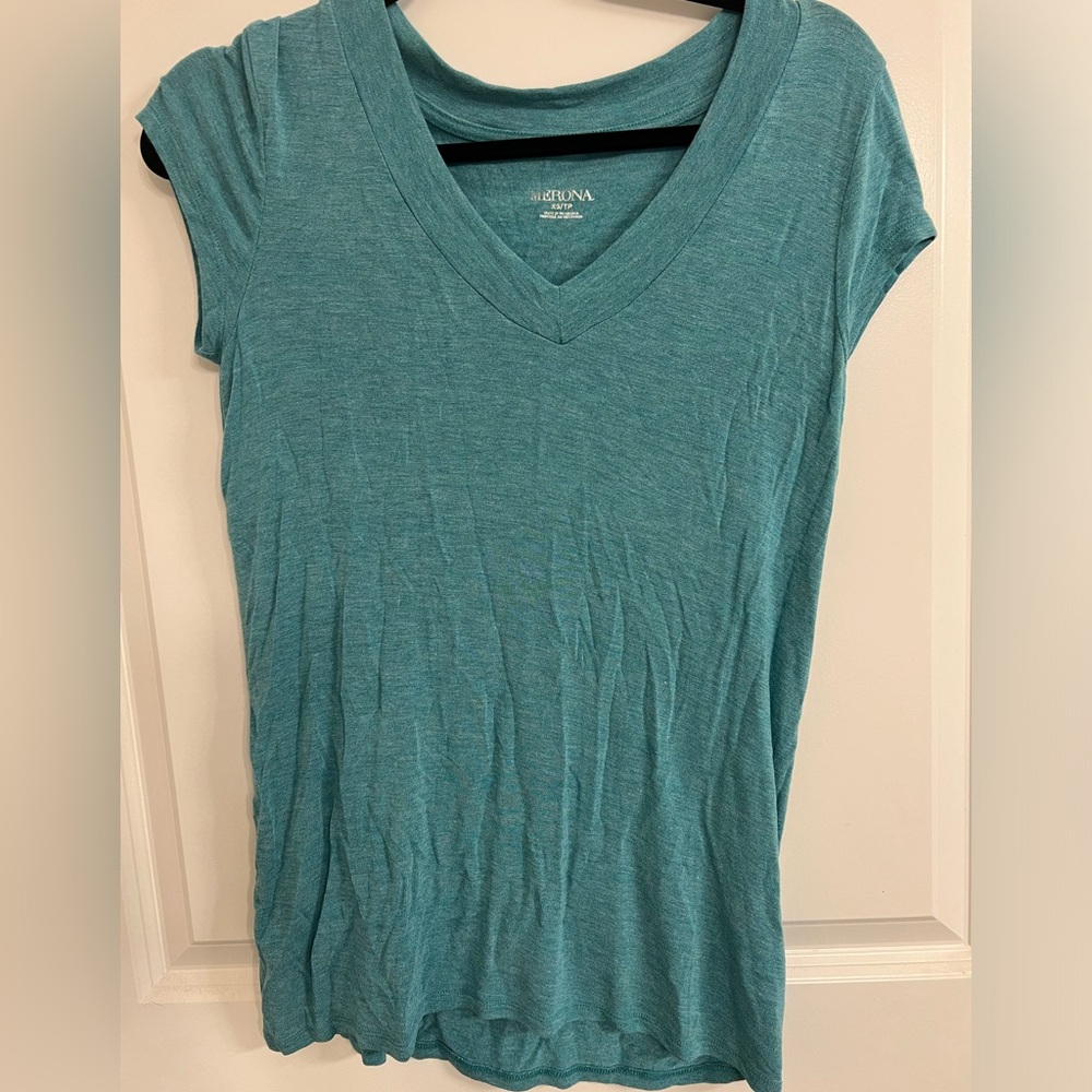 Flowy Teal Short Sleeve Shirt XS